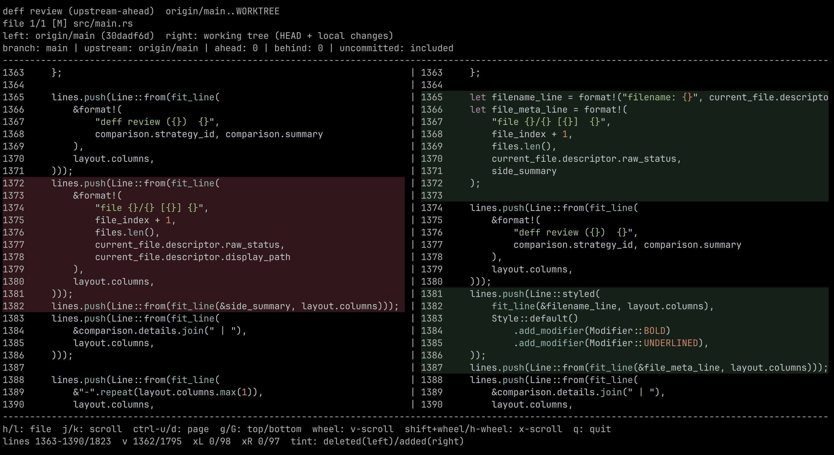 Deff code diff inspector